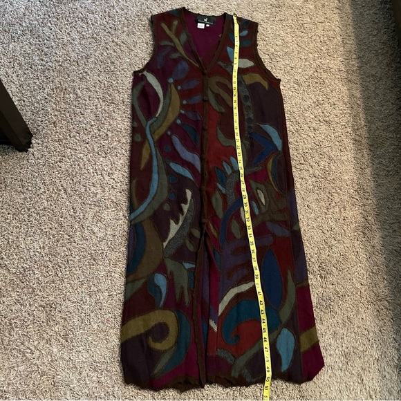 PERUVIAN CONNECTION 100% Alpaca Intarsia Duster Maxi Sweater Vest Size L - Picture 7 of 8